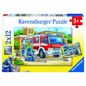 Puzzle Polizei u. Feuerwehr 2x12 Teile,