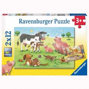 Puzzle Glückliche Tiere 2x12 Teile,