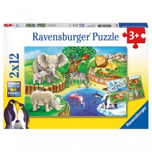 Puzzle Tiere im Zoo 2x12 Teile,