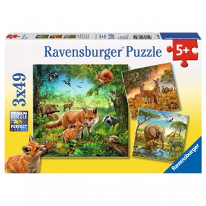 Puzzle Tiere der Erde 3x49 Teile,