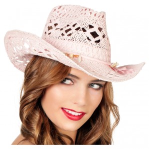 Cowboyhut Damen Spitze rosa Gr.56 cm,